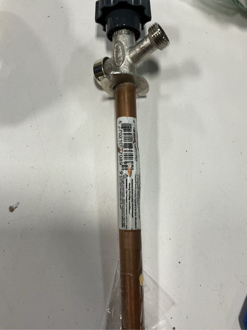 Condition photo showing As Is for prier products 478-10 frostproof anti-siphon wall hydrant 10-in.