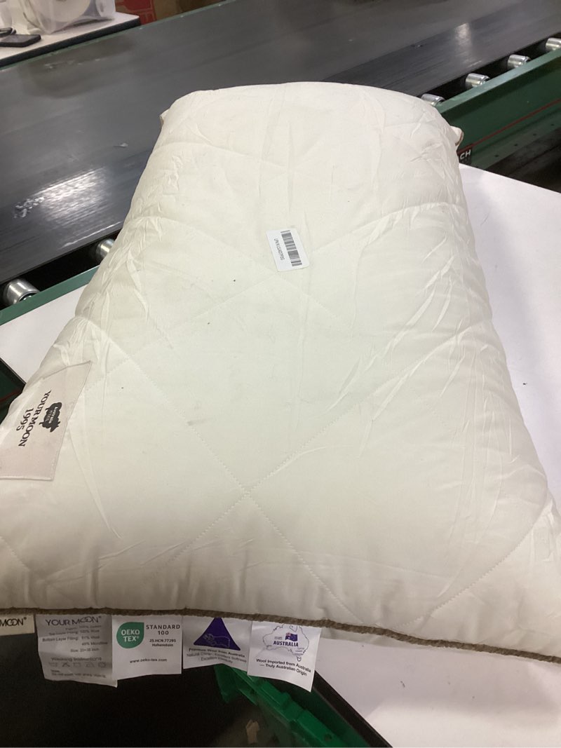 Condition photo showing As Is for YOUR MOON Organic Wool Pillow King Size, Soft Support Bed Pillows for Sleeping, Natural Wool & Down 