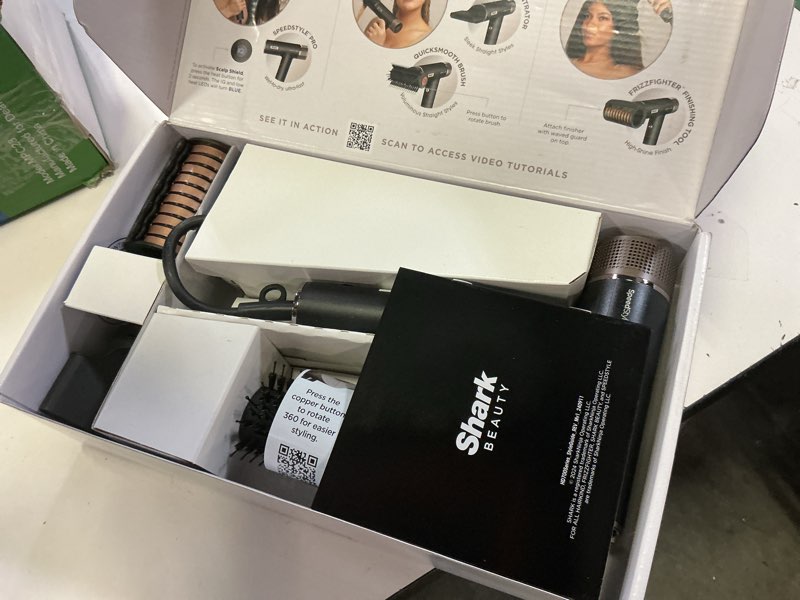 Condition photo showing Good Condition for shark speedstyle pro professional performance high-velocity hair dryer system with scalp shield and iq speed styling & drying suite, straight and wavy hair, lightweight, ionic, no heat damage, hd731 speedstyle pro-straight & wavy hair