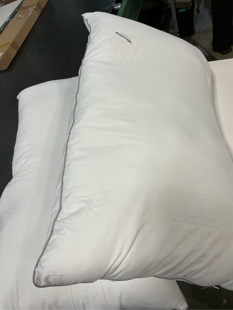 Condition photo showing As Is for fp flexpedic adjustable bed pillows for sleeping - king size pillows 2 pack, soft & fluffy down alternative fill, zippered hotel quality pillows with gray piping, 110gsm premium cover, certipur-us soft king(pack of 2)