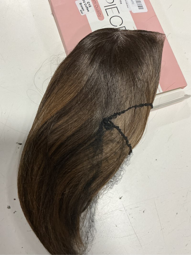 Condition photo showing Good Condition for lace front hair toppers with band for women 5.5x4 pre-cut closed lace hairline synthetic straight hair wear and go glueless toppers for beginners beige multi