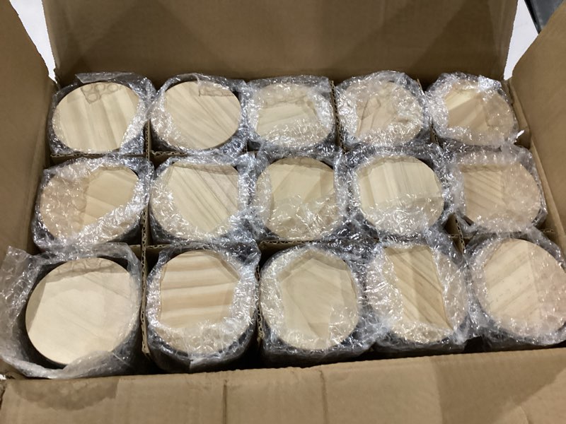 Condition photo showing New/Like New for 10 OZ Thick Candle Jars for Making Candles 15 Pcs, Empty Jars with Wood Lids for Candle Making, Sample Container, Clear Clear 10oz