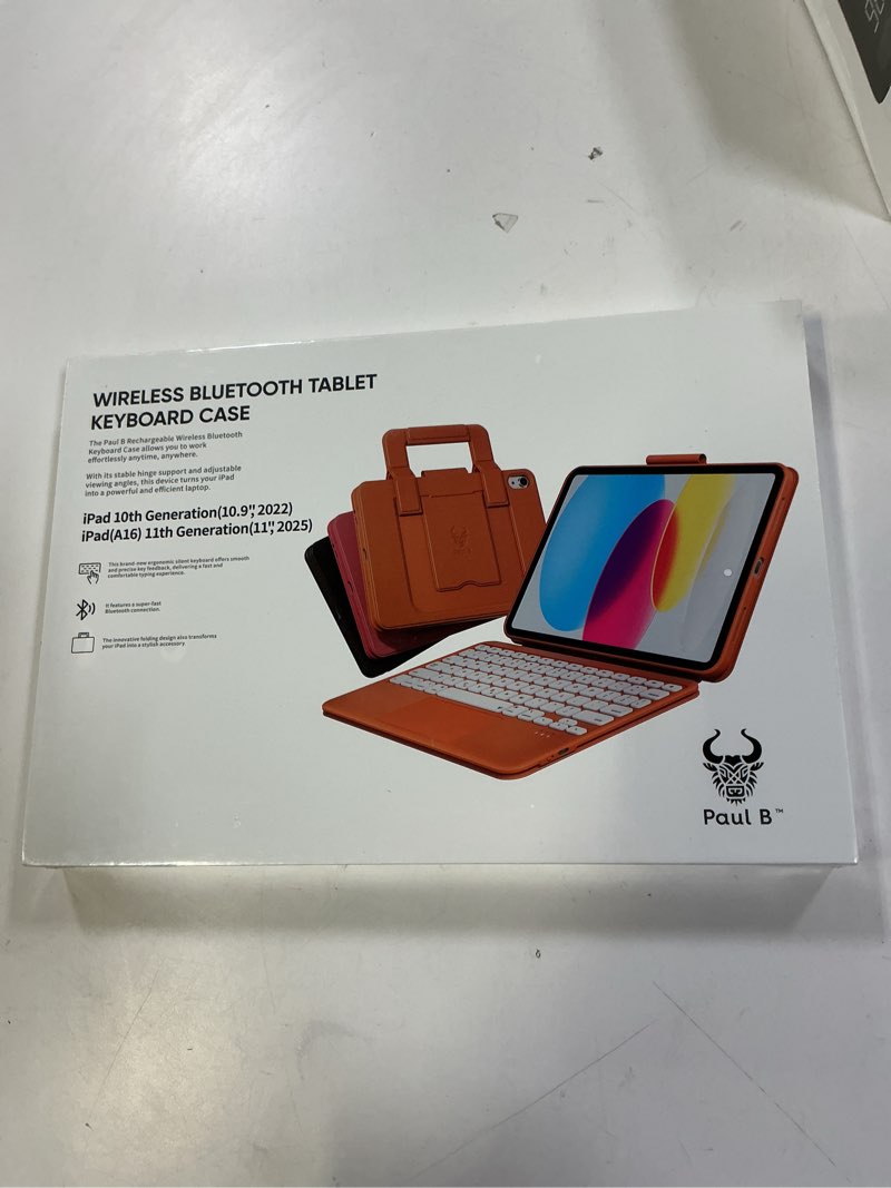 Condition photo showing New/Like New for PAUL B for iPad 11th/10th Gen Case with Keyboard 11/10.9 inch A16 2025/2022,Handbag Design Wireless Keyboard Cover for iPad 11/10 Gen, with Pencil Holder,Multi-Touch Trackpad (Pink)