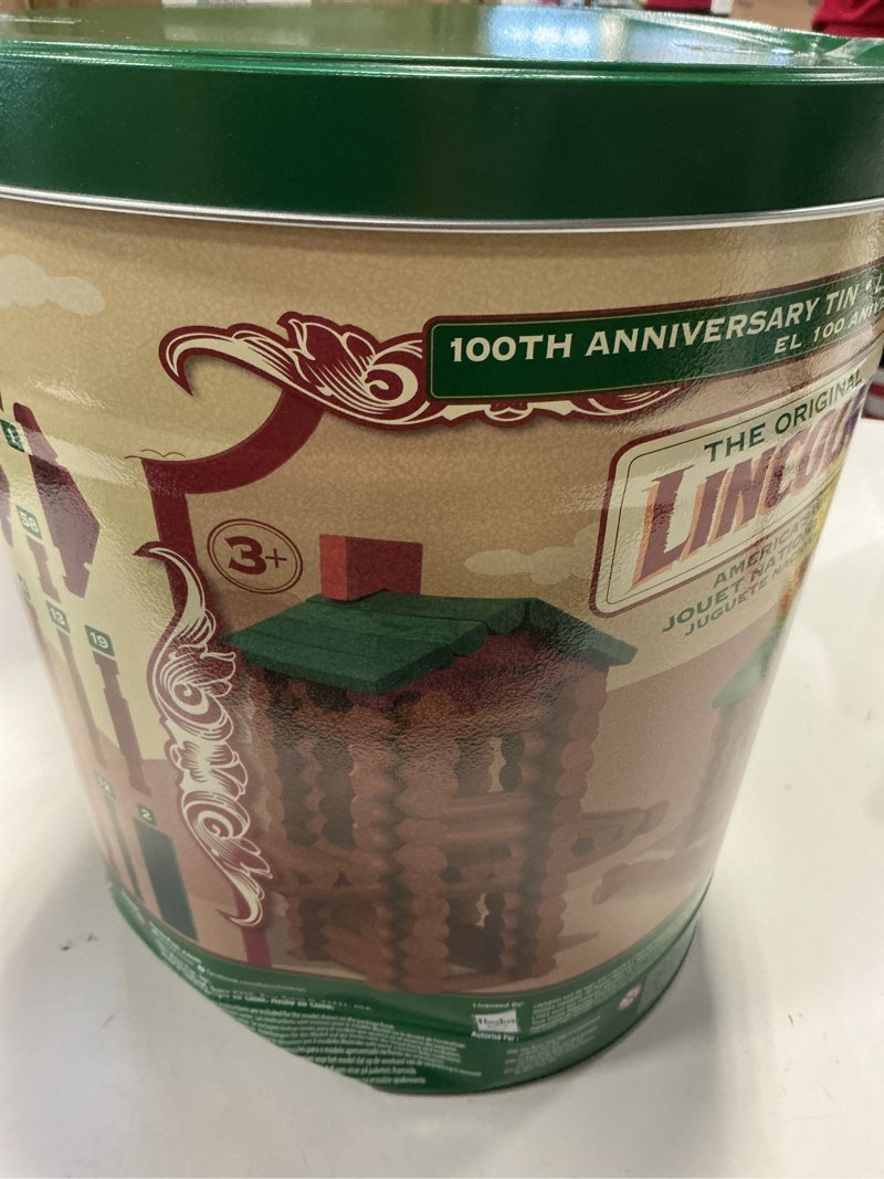 Condition photo showing New/Like New for Lincoln Logs 100th Anniversary Tin