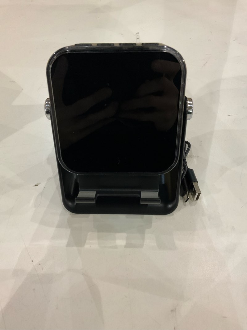 Condition photo showing New/Like New for Wireless Induction Portable Bluetooth Speaker - 4 in1 Bluetooth Speaker Phone Stand with Colorful Ambient Light 360° Rotation Compatible with Most Phones - Unique Birthday Gift for Men Women Adults Black Square