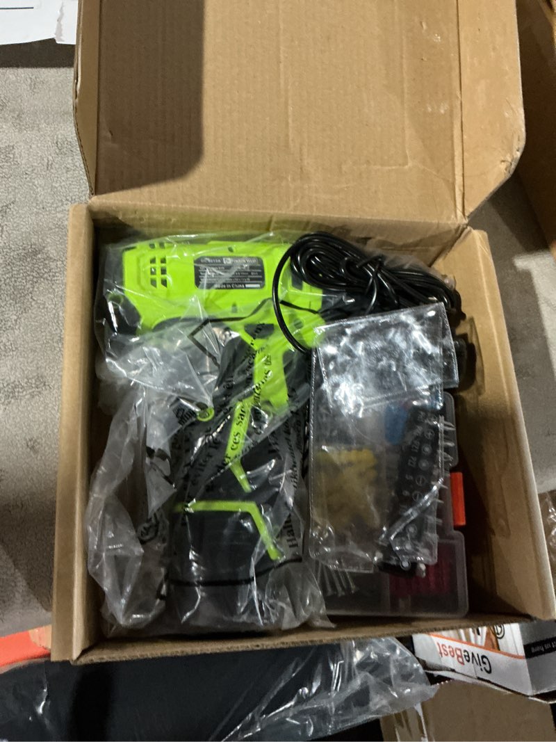 Condition photo showing Good Condition for FADAKWALT Cordless Drill Set,12V Power Drill Set with Battery and Charger, Electric Driver/Drill Bits, 3/8'' Keyless Chuck,21+1 Torque Setting, 180 inch-lbs, with LED Electric Drill Set (Green) 12V Drill (Green)