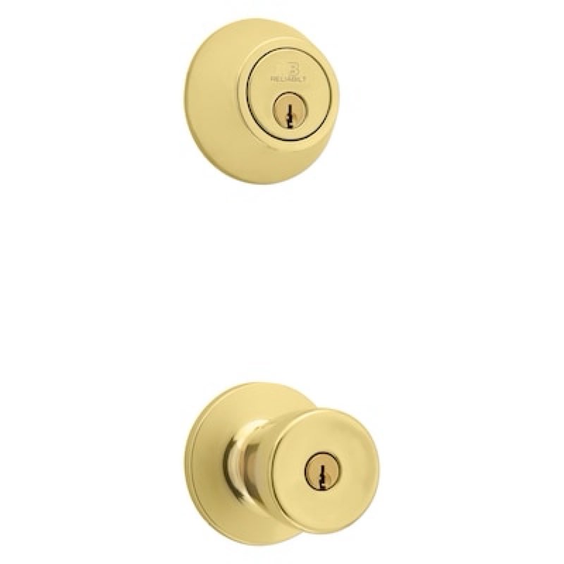 reliabilt gallo polished brass exterior single-cylinder deadbolt and keyed entry
