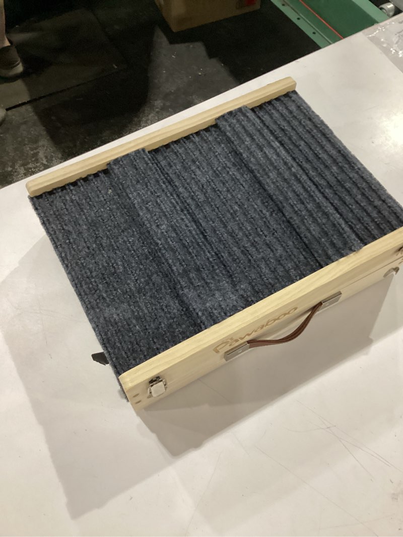 Condition photo showing Good Condition for okydoky small dog ramp, adjustable portable folding wooden pet ramp, 32" long with non-slip traction mat, adjustable from 9" to 17.5", dog climbing ladder for sofa,couch,car(black) no.lgpt3