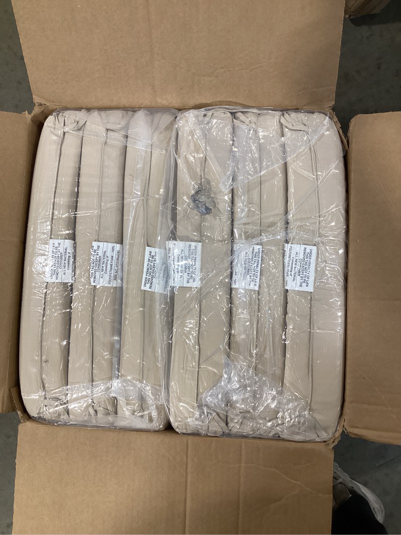 Condition photo showing Good Condition for basic beyond outdoor chair cushions set of 6, square corner outdoor cushions for patio furniture, water resistant patio chair cushions with 2 ties, 18.5x16x3, beige 01 - beige 18.5"x16"x3"(pack of 6)