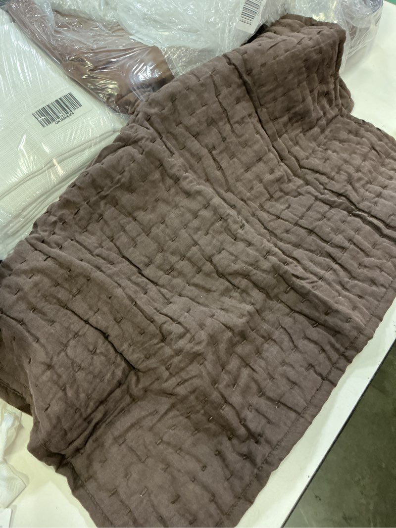 Condition photo showing As Is for european linen cotton stitch quilted euro sham color espresso 26in x 26in