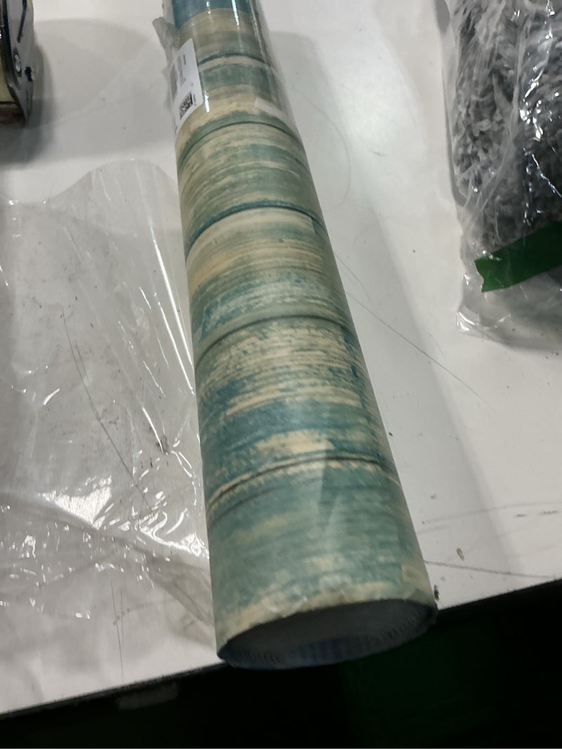 Condition photo showing Good Condition for practicalws peel and stick wallpaper 17.71" x 590.5" wood wallpaper wood contact paper vintage removable self-adhesive wall paper for bedroom walls decor faux wooden grain look vinyl film roll 17.7" x 590.5" blue