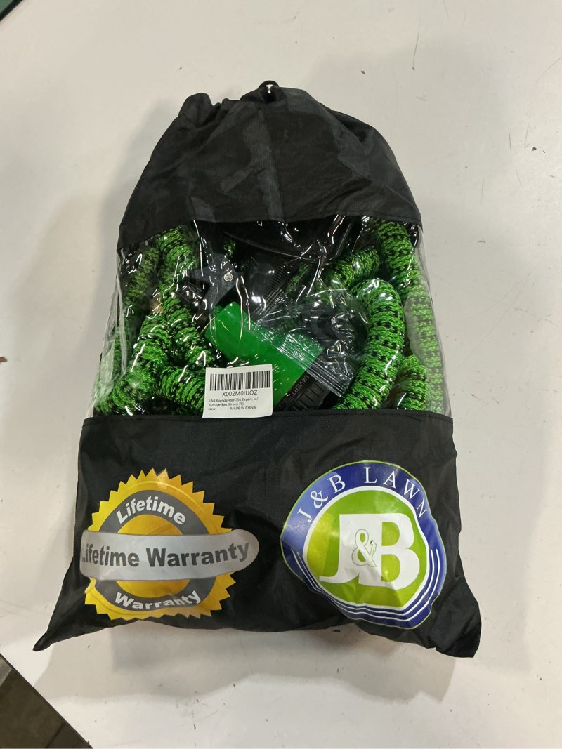 Condition photo showing Good Condition for j&b xpandahose 75ft expandable garden hose – ultra-strong 3750d, 4-layer latex core, brass 3/4" connectors, 10-pattern nozzle & storage bag – lightweight, kink-reducing, leak-resistant 75ft green/black