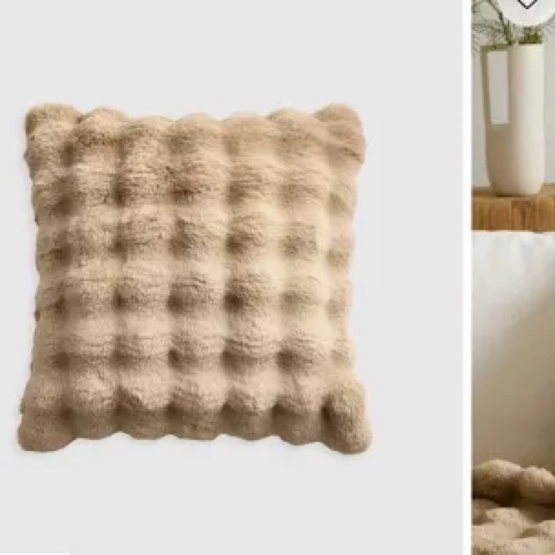 ruched faux fur pillow cover , 20x20, mink
