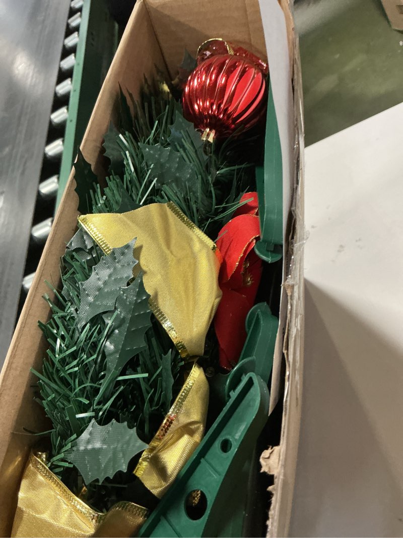 Condition photo showing New/Like New for Liliful 4 Ft Pre Decorated Christmas Tree with Lights Collapsible Pop up Xmas Trees Artificial Pre Lit Christmas Tree with Ornaments Ribbon and Bow for Christmas Xmas Holiday Party Decorations