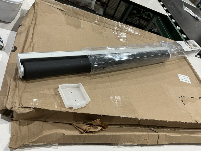 Condition photo showing Good Condition for shademoon blackout cordless roller shades for indoor windows,room darkening blind with spring system pull down,thermal insulated uv block fabric,home office (100% blackout, black,14" w x 72" h) r-black 14"w x 72"h