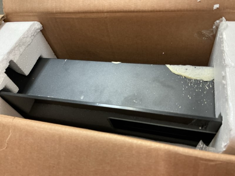 Condition photo showing As Is for 60 Inch Electric Fireplace Insert Ultra-Thin - Recessed & Wall-Mounted Fireplace Heater with Thermostat, Adjustable Flame, Remote Control - Linear with Timer, Touch Screen, 750/1500W 60 INCH Black