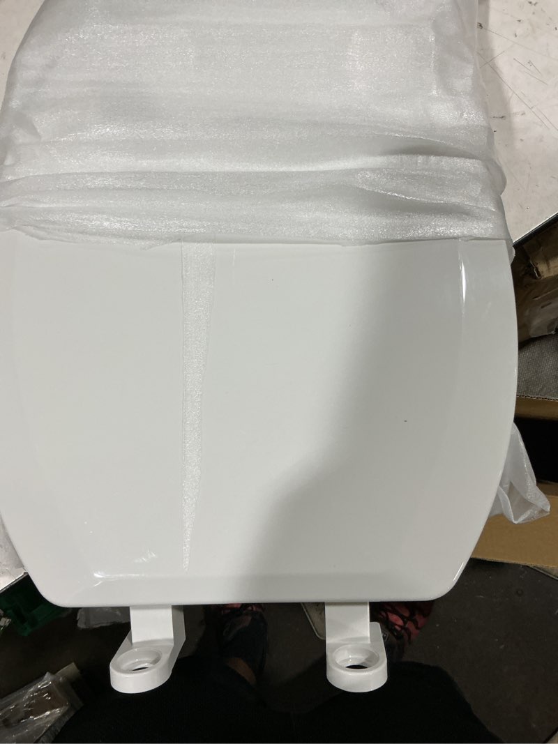 Condition photo showing Good Condition for elevated toilet seat 3 inch, elongated toilet seat risers for seniors, slow close, heavy duty, never loosen, raised toilet seat elongated bowl, white(18.5”)