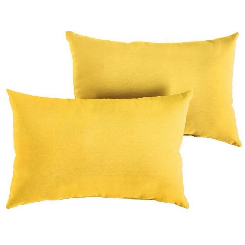 Sunbrella 2pk Outdoor Lumbar Throw Pillows Sunflower Yellow: Weather-Resistant Canvas, Indoor & Outdoor, Solid Pattern