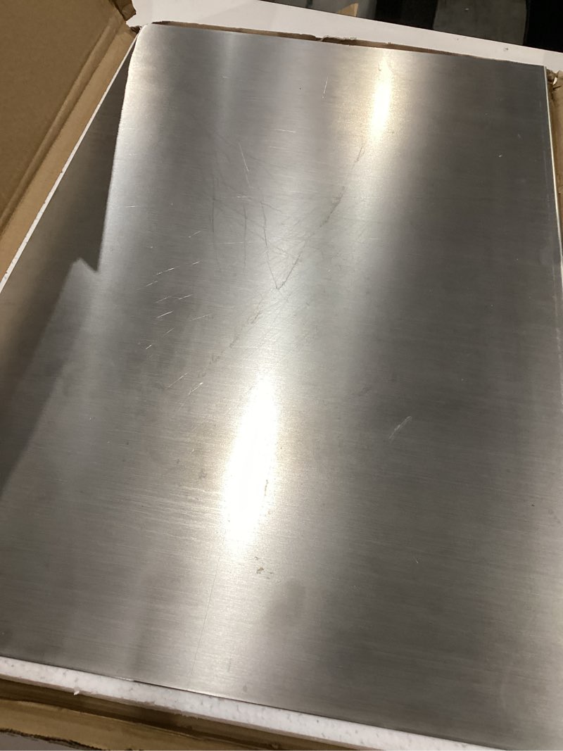 Condition photo showing As Is for cutting board for kitchen, food grade stainless steel cutting board with lip, metal chopping board for meat, fruits, vegetables, bread, and baking (60 x 40cm/23.6.7 x 15.7 in)