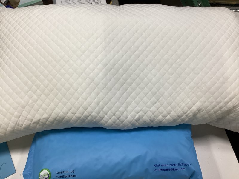 Condition photo showing Good Condition for dreamyblue signature pillow w/adjustable loft • shredded memory foam fill • neutral alignment for side, back, and stomach sleepers • washable bamboo rayon cover • certipur-us certified foam (king) king (pack of 1)