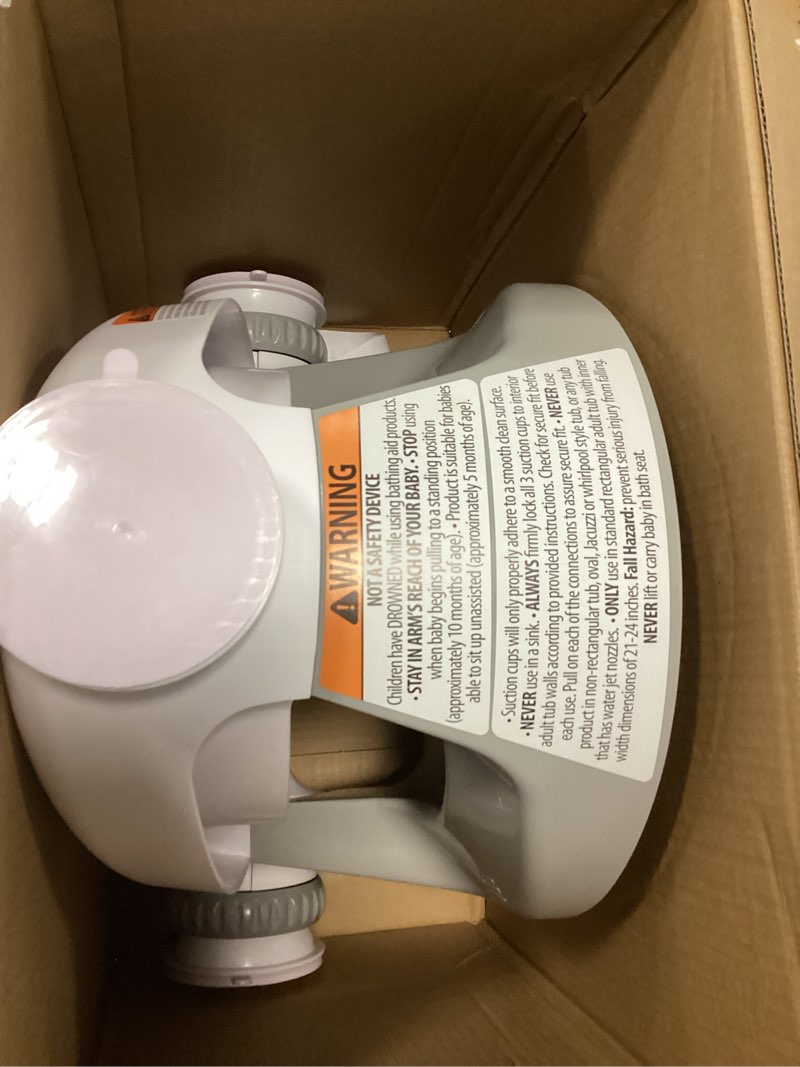 Condition photo showing Good Condition for ingenuity my bath seat for sit-up baby bathing, sure & secure suction cups, astm safety tested & approved, backrest for assisted sitting, easy setup & storage, gray