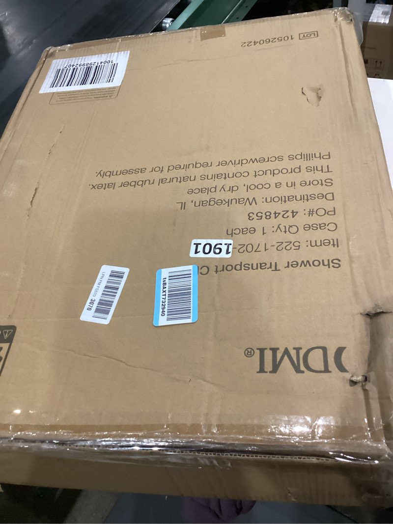 Condition photo showing New/Like New for DMI Rolling Shower Chair, Commode, Transport Chair, FSA Eligible, Rolling Bathroom Wheelchair for Handicap, Elderly, Injured or Disabled, Rear Locking Wheels, 250 lb. Weight Capacity, White