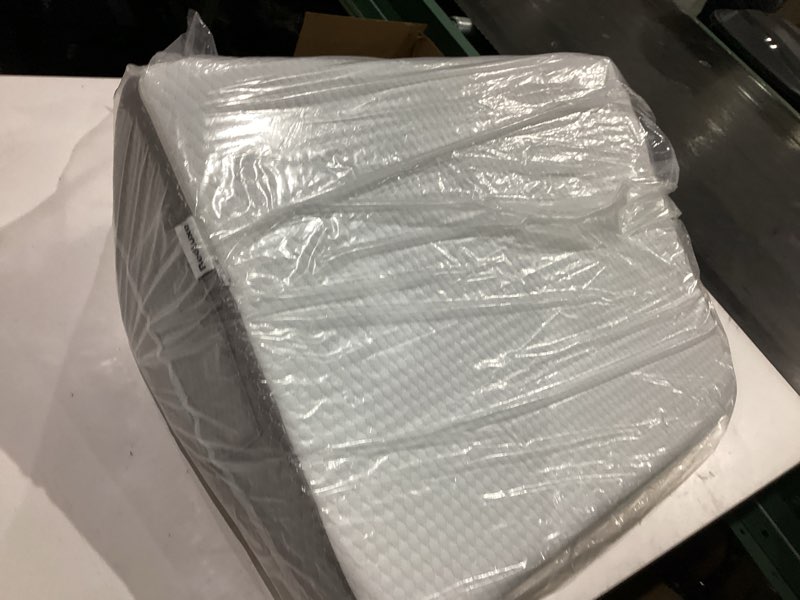 Condition photo showing Good Condition for bedluxe knee pillow for back sleeping, leg pillow knee wedge pillow, memory foam wedge pillows for legs post surgery, triangle pillow for knee support, leg elevation, knees hip back pain relief, white 23.6*18.9*7.9 inch white/grey