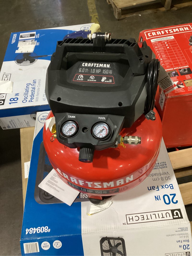 craftsman 6-gallons portable electric 150 psi pancake air compressor