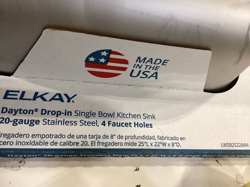 Condition photo showing Good Condition for Elkay Dayton Drop-in 25-in x 22-in Stainless steel Single bowl 20 -Gauge Kitchen Sink