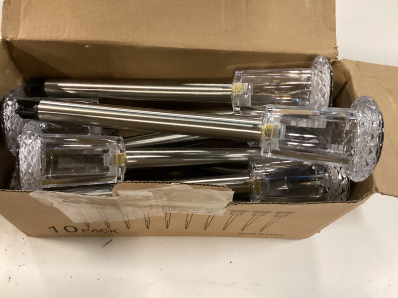 Condition photo showing Good Condition for eyrosa solar outdoor lights, 10 pack solar pathway lights outdoor waterproof, stainless steel stake lighting for garden yard path walkway driveway patio lawn outside decor,color changing color changing 10