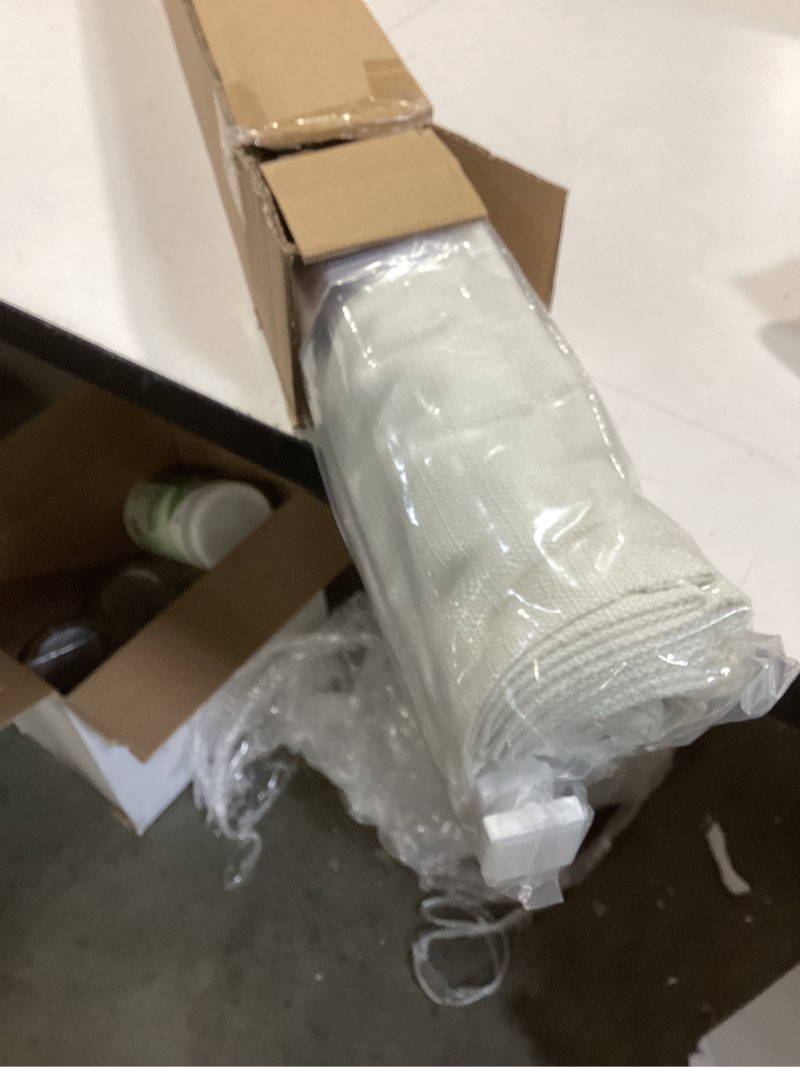 Condition photo showing As Is for LazBlinds No Drill Roman Shades for Windows, Cordless Light Filtering Window Shades with UV Protection, Polyester Fabric for Bedroom & Living Room, 32" W x 64" H, Off White Light Filtering - Off White 32"W x 64"H