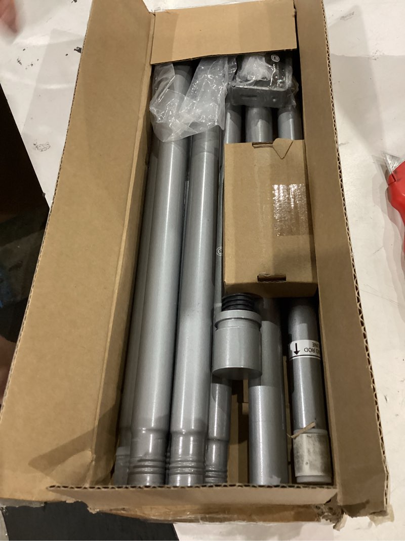 Condition photo showing As Is for byondeth curtain rods for windows 16 to 88 inches adjustable length 1 inch diameter window curtain rod with aluminium end cap, silver gray silver gray 16" to 88"