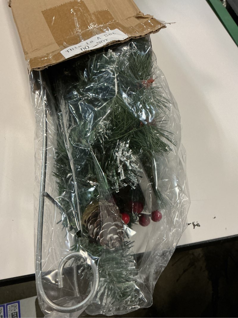 Condition photo showing As Is for Yungyan Christmas Tabletop Centerpiece 30 Inch, Includes 5 Candle Holders Without Candle, Pink Poinsettia Flowers, Pink Bow, Pine Cones and Base, Christmas Artificial Dinner Table Decorations Poinsettias Style