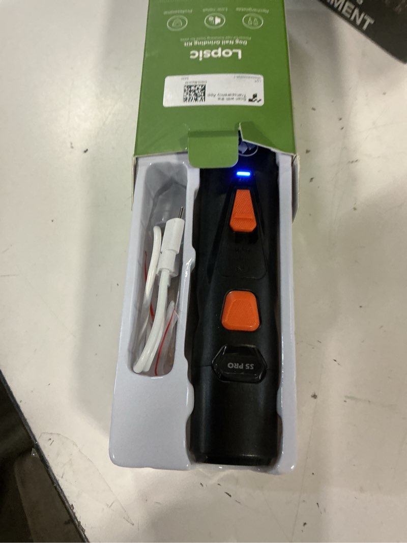 Condition photo showing Good Condition for whisper quiet dog nail grinder with 4 led lights, safe & stress-free for sensitive dogs cats of all breeds & sizes, 3 grinding bits, 3-speed, pet nail trimmers, rechargeable painless grooming kit black