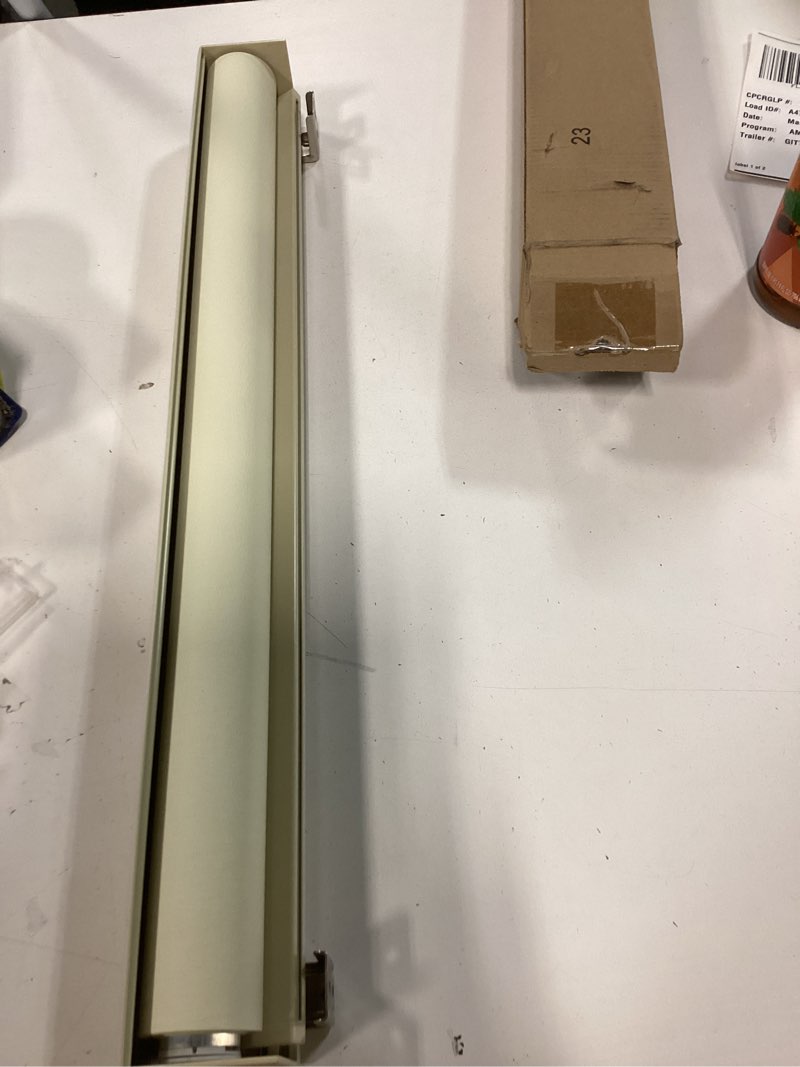 Condition photo showing Good Condition for ChrisDowa Blackout Roller Shades for Windows, Striped Pattern Cordless Pull Down Door Blinds with Privacy, Thermal Insulated Window Shades for Living Room, Home and Office. Beige, 20" W x 72" H 20"W x 72"H Beige