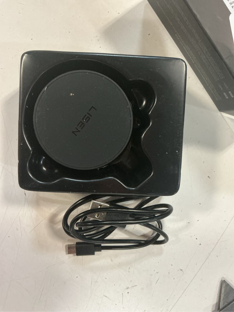 Condition photo showing As Is for lisen for 15w magsafe car mount charger, magnetic phone holders for your car, magnetic wireless car charger, suction phone mount for car accessories for iphone 17 pro max 16 15 14 13 12, pads & mats black