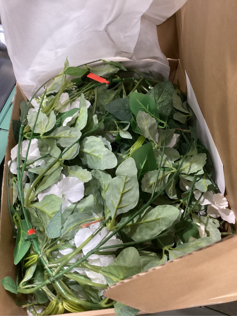 Condition photo showing Good Condition for ling's moment 9ft flower garland for backdrop decorations - wedding arch flowers, eucalyptus & rose, artificial floral garland for mantle - sweetheart table decor for ceremony reception, lily white wht-white & lily & olive