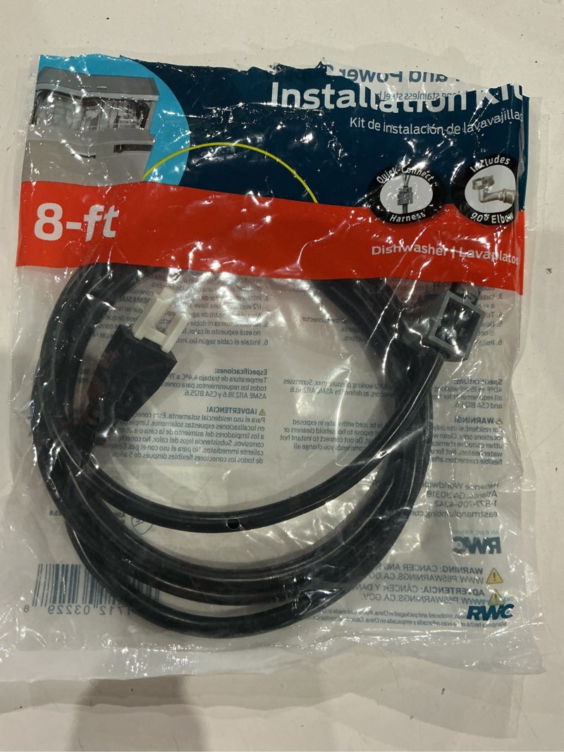 Condition photo showing As Is for (no accessories )eastman 8-ft 3/8-in compression inlet x 3/4-in hose thread outlet braided stainless steel dishwasher connector