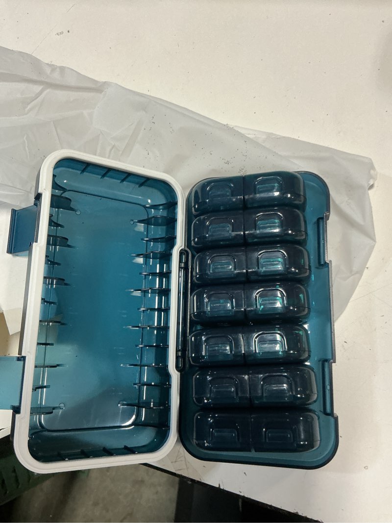 Condition photo showing Good Condition for Pill Organizer 2 Times a Day, Large Weekly Pill Box 7 Day, Daily AM PM with Removable Containers, Bl