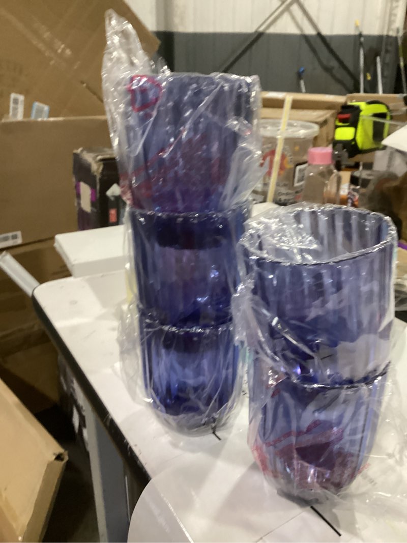 Condition photo showing New/Like New for Acrylic Clear Highball Plastic Cups | Plastic Reusable Tumblers 15oz (Set of 5) | Stackable | BPA-free Tumblers | Shatterproof | Top-rack Dishwasher Safe Blue 15 Ounces