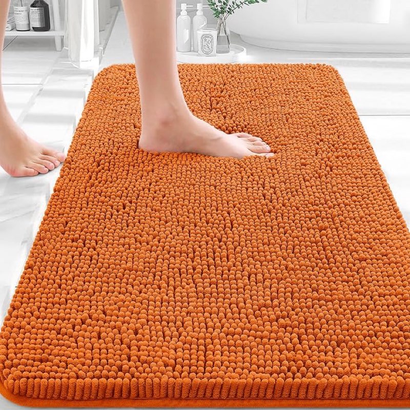olanly large bathroom rugs 50x30, extra soft absorbent chenille bath rugs, rubber backing quick dry,