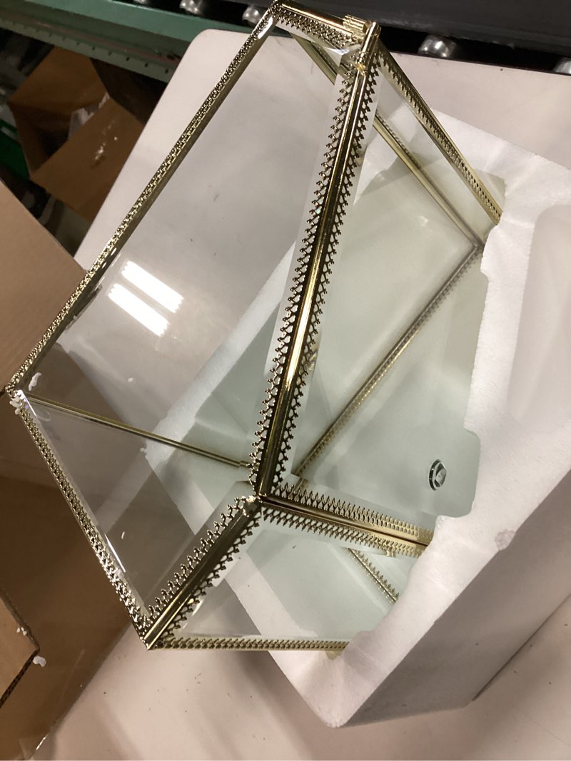 Condition photo showing Good Condition for Clear Makeup Organizer with Gold Frame – Countertop Vanity Organizer for Skincare, Lipsticks, Perfume & Brushes – Bathroom Cosmetic Storage Display Box Glear