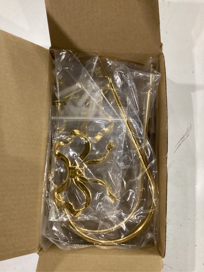 Condition photo showing Good Condition for 2 pcs gold bow curtain tiebacks, gold curtain holdbacks wall mounted curtains tieback decorative hooks curtains holders with screws for living room, bedroom and office