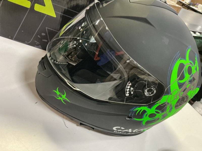 Condition photo showing Good Condition for TRIANGLE Full Face Motorcycle Helmet Dual Visor Biohazard Street Bike Helmets for Men DOT Approved size S 