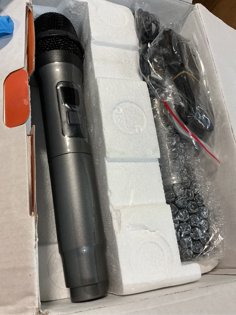 Condition photo showing Good Condition for Karaoke Machine, Portable Bluetooth Speaker with 2 Wireless Microphones for Adults & Kids with Lights, Karaoke Microphone with PA System Supports USB/TF/FM/AUX for Home Party Home System Packages Black