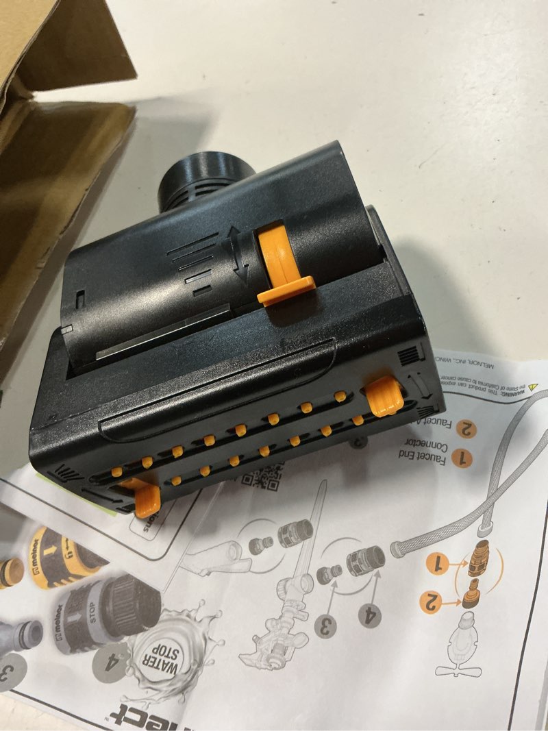 Condition photo showing As Is for melnor 65131amz minimax turbo oscillator sprinkler, 4000 sq. ft., 4-way adjustable, quick connect bundle, black, yellow quickconnect set sled base