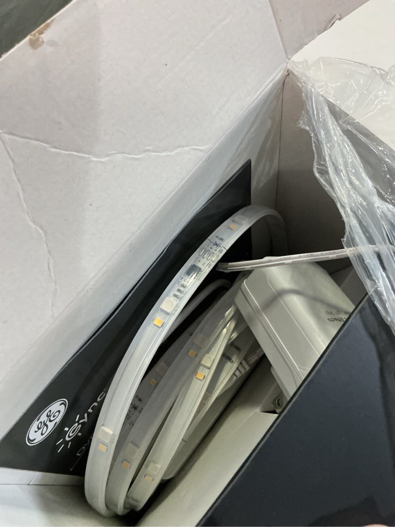 Condition photo showing As Is for ge cync dynamic effects smart led light strip with music sync, color changing wifi lights, indoor light strip, compatible with alexa and google home, 16ft and power supply 16 foot indoor