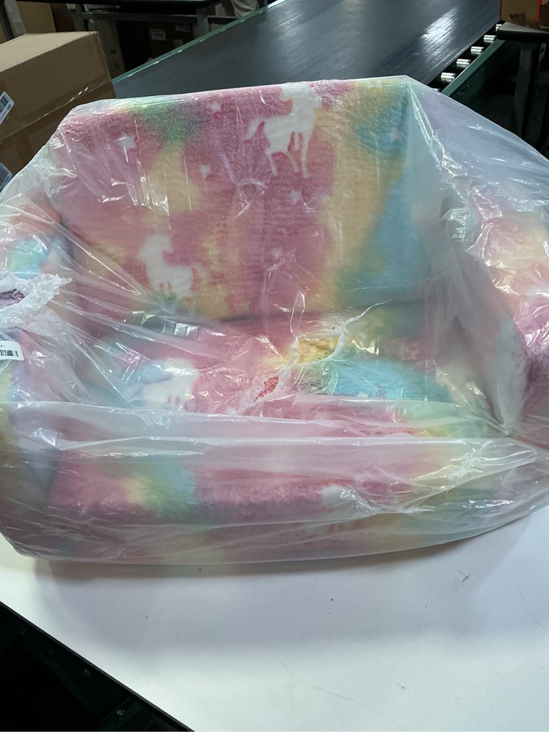 Condition photo showing As Is for inhand Toddler Chair Comfy,2-in-1 Soft Toddler Couch Fold Out for Kids,Convertible Sofa to Lounger,Gift for Girls and Boys 1-8 Birthday,Unicorn,Medium