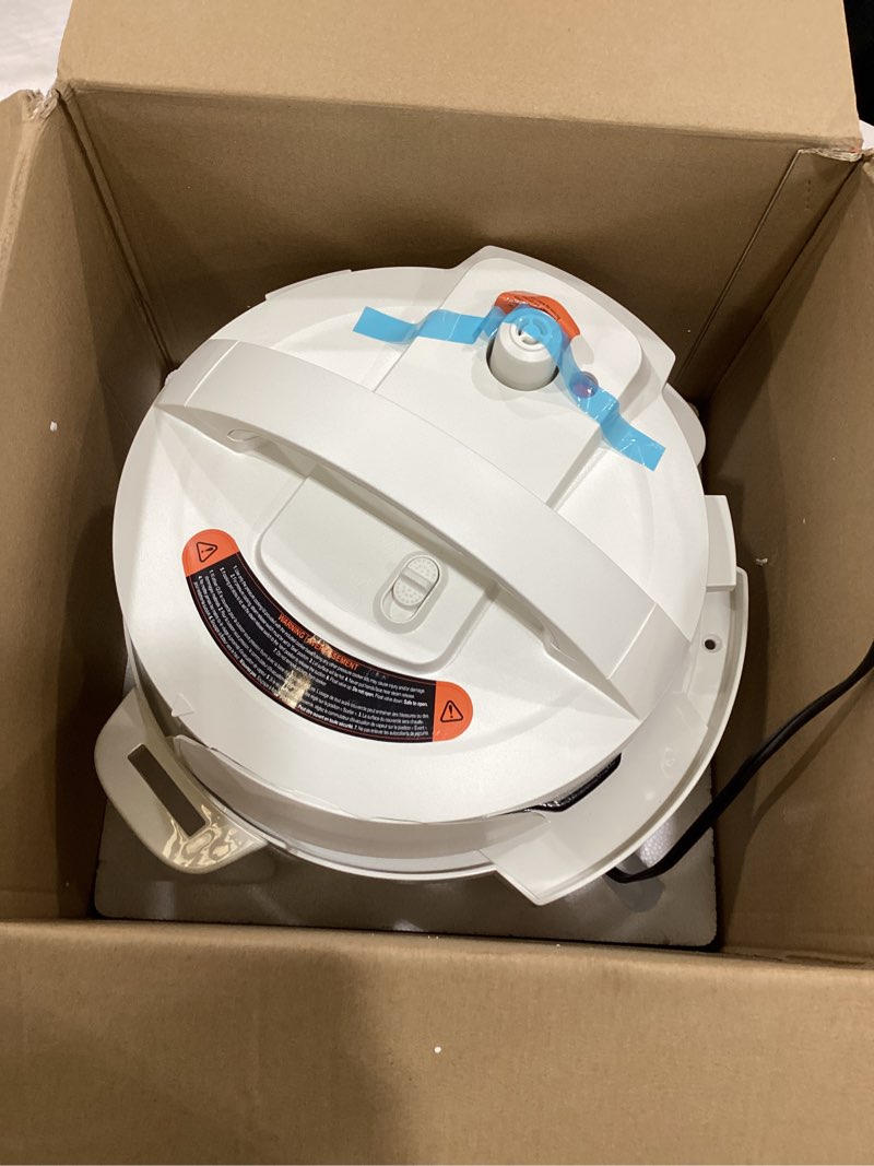 Condition photo showing As Is for instant pot 4qt rio mini 7-in-1 multi-cooker, pressure cooker, slow cook, sauté, steam, rice maker, yogurt, & warmer, sea salt, 4 quarts