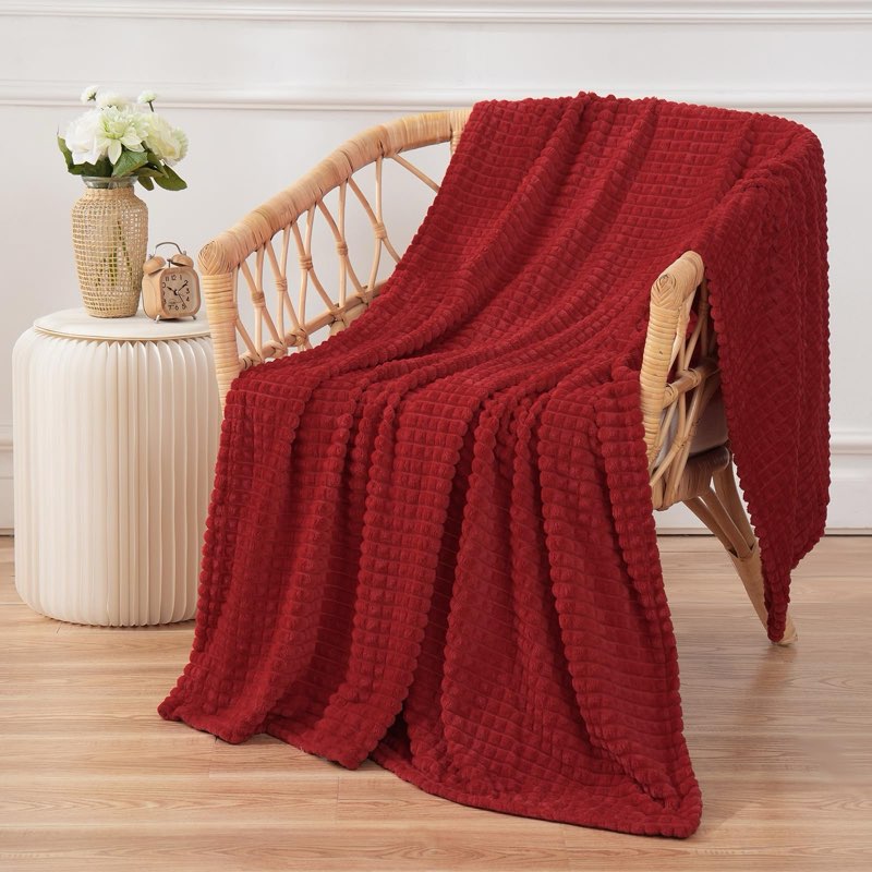  Similar Puncuntex Red Fleece Throw Blanket 50\"×60\",Super Soft Flannel Plush Cozy Blanket with Square Grid Design Luxury for Couch Sofa Chair